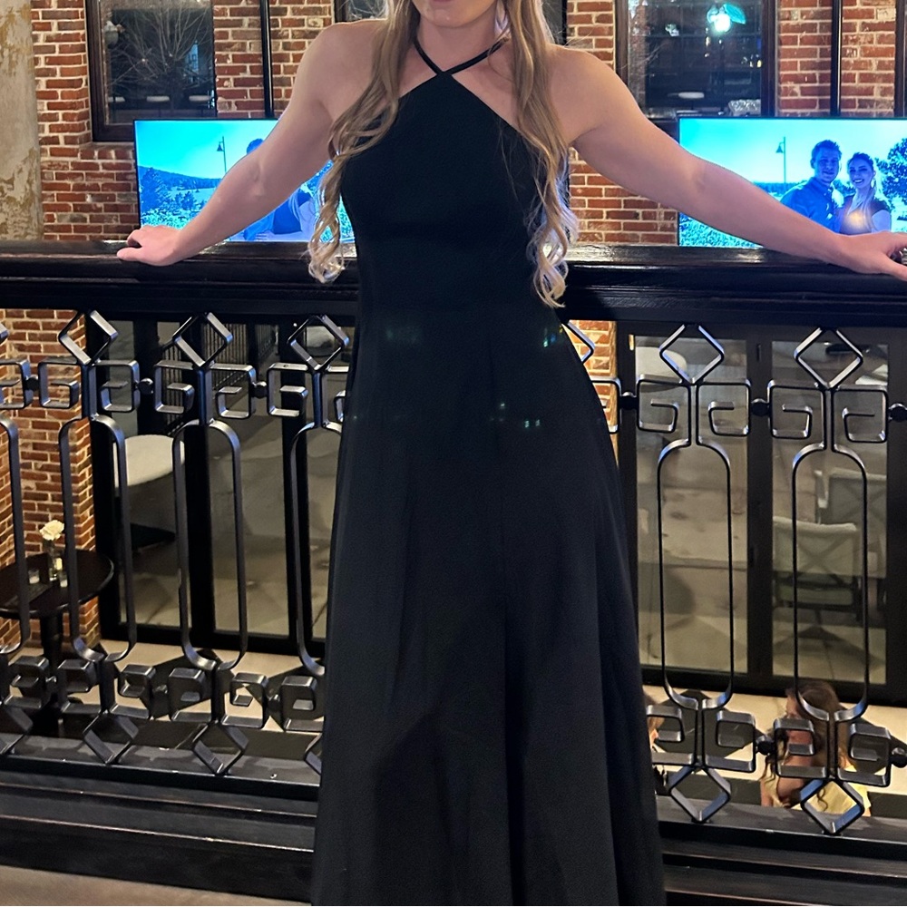 Azazie Black Halter Evening Gown